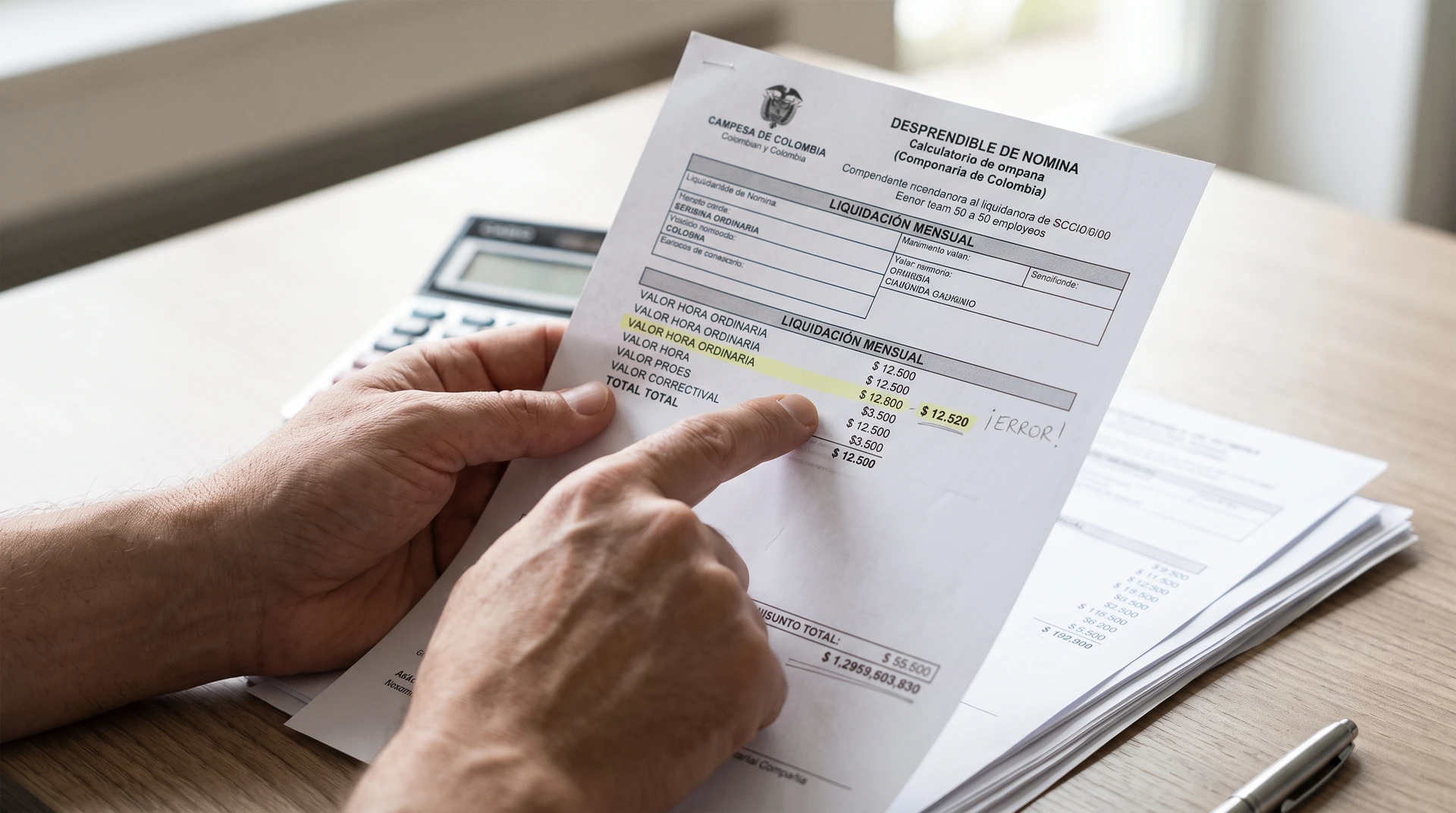 Error de cálculo en el valor hora ordinaria que afecta a 50 empleados, superando 2 millones de pesos anuales.