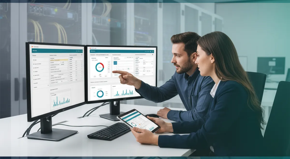Equipo usando ia para eliminar el ingreso manual de datos.
personas en una oficina viendo una automatización en el computador
