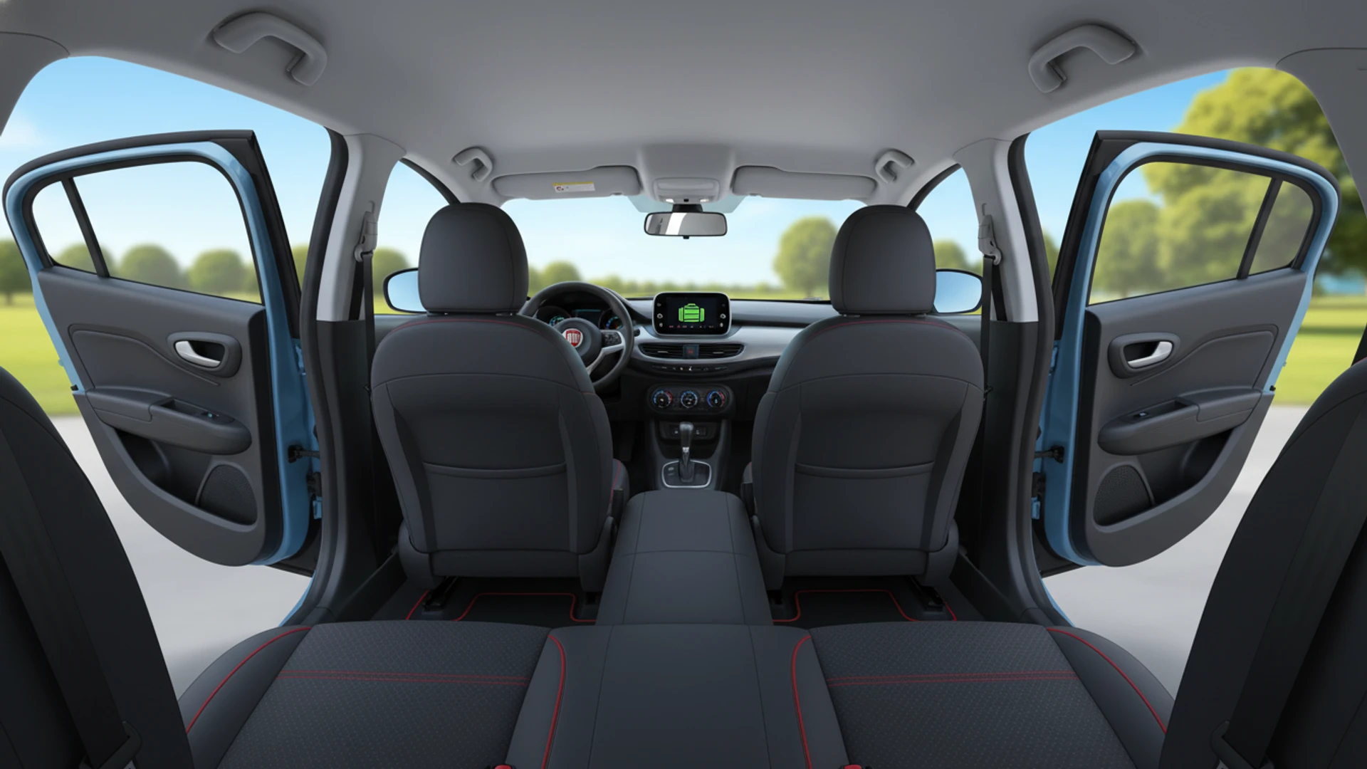Baúl del FIAT Argo con 300 litros de capacidad, ideal para familias, carga fácil y espacio amplio para equipaje.