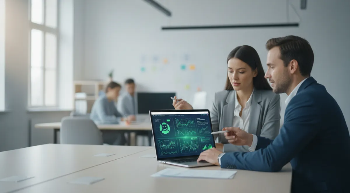 IA más talento humano
personas usando un computador que está realizando un proceso de dashboard automatizado, para hacer trabajo en equipo