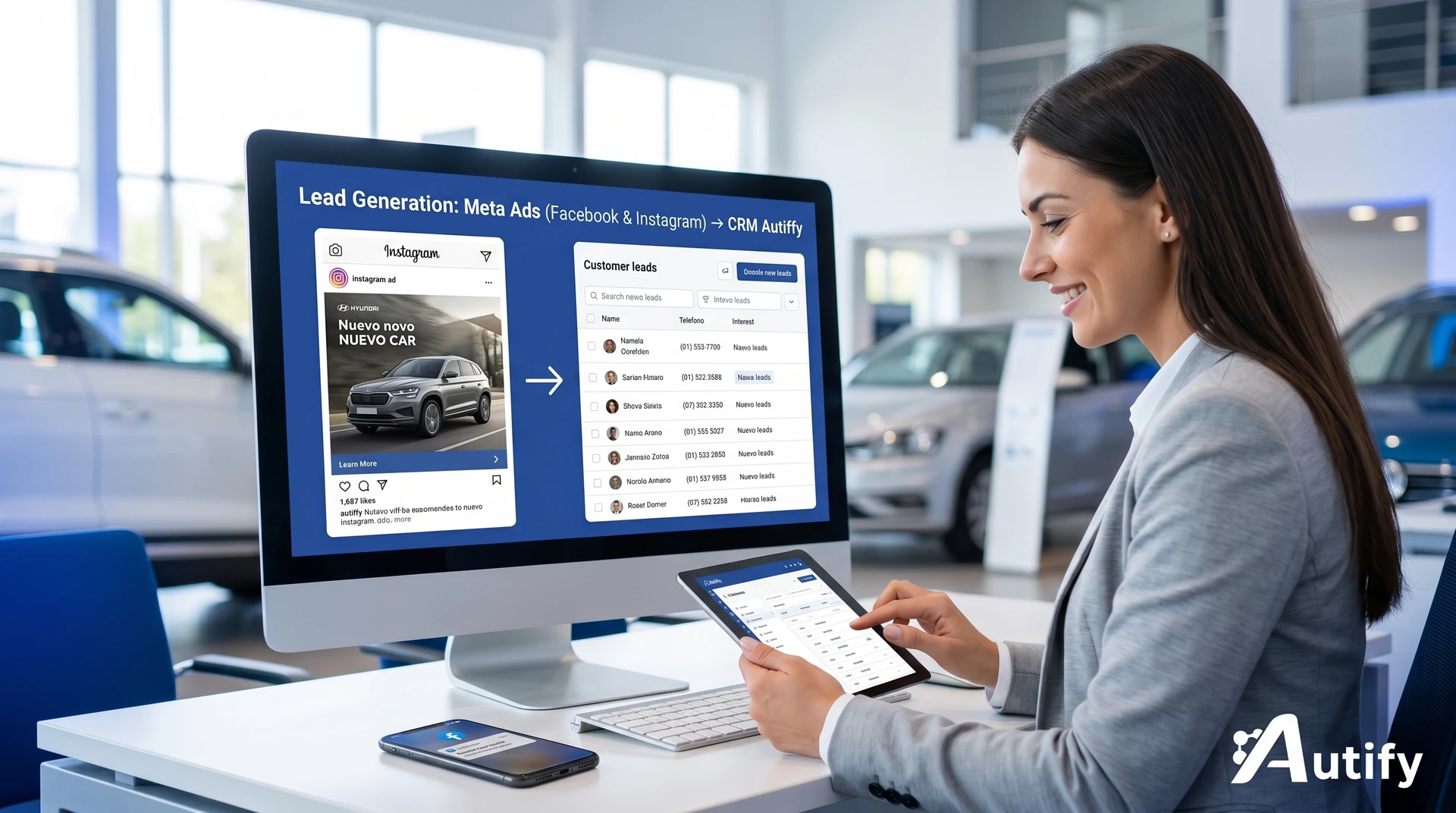 CRM para concesionarias: captura automática de leads de Facebook e Instagram con Meta Ads.