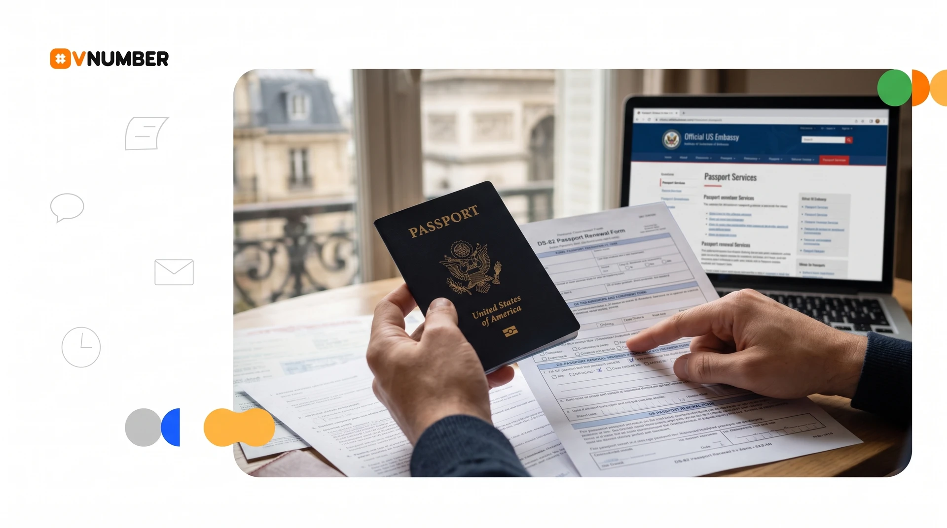 Cubierta de artículo sobre cómo renovar el pasaporte americano desde el extranjero con instrucciones paso a paso.