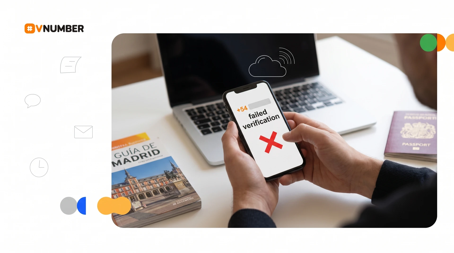 Bloqueo automático de servicios en apps al ingresar un número argentino desde el extranjero, resolvible con números virtuales.