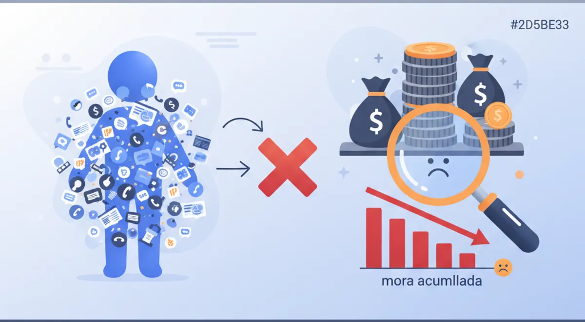 Volumen alto de llamadas automáticas en cobranzas sin reducción de mora acumulada indica falta de recuperación efectiva.