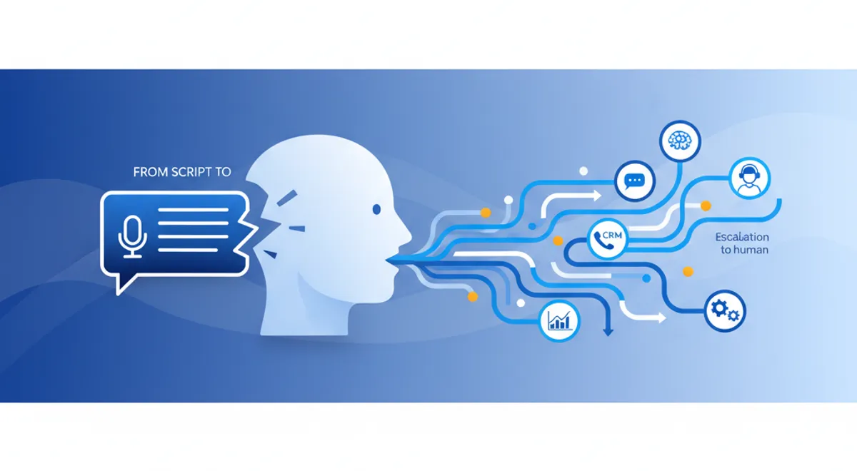 Diseño de flujo conversacional que resalta la importancia de la voz en la interacción telefónica.