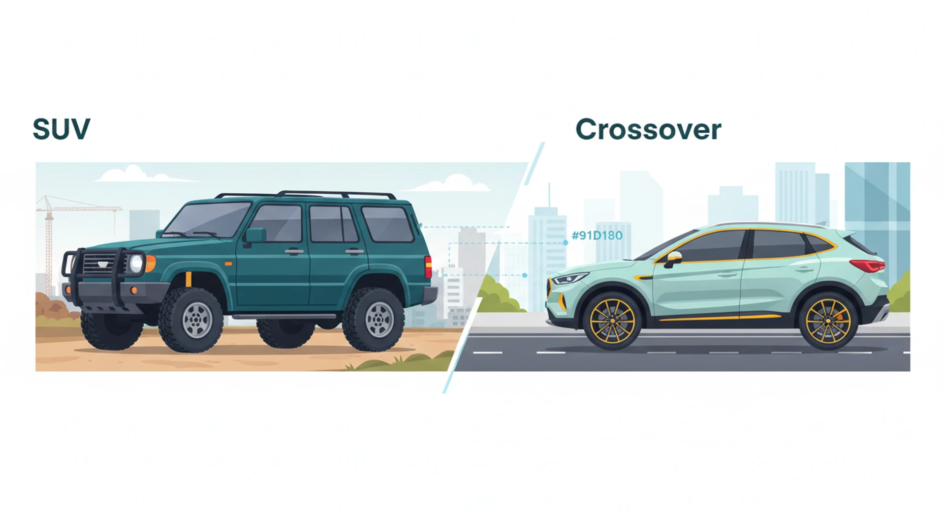 Comparación de SUV y crossover, destacando diferencias en chasis y capacidad de carga.