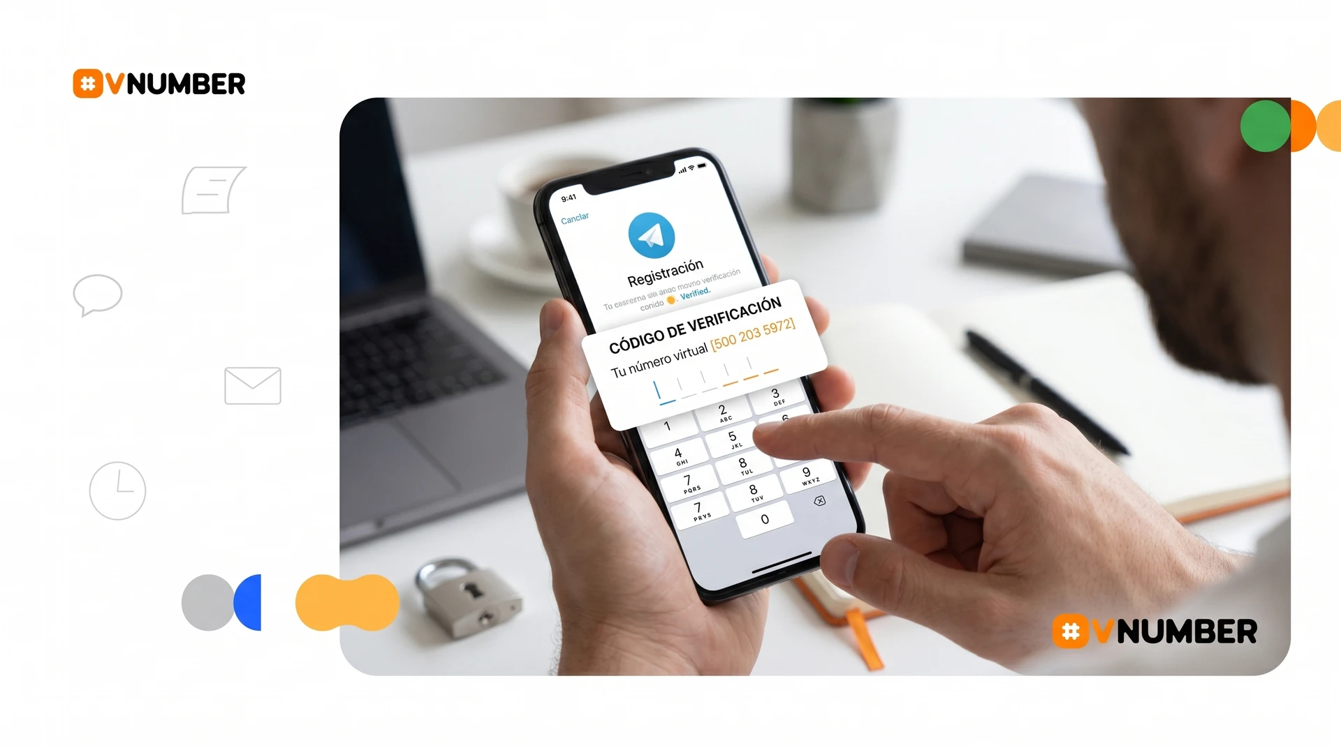 Tu número virtual asegura el control total de tu cuenta de Telegram y protege tus códigos de verificación.